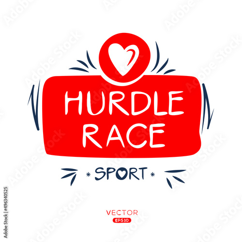 Creative (Hurdle race) Sport sticker, logo template, vector illustration.