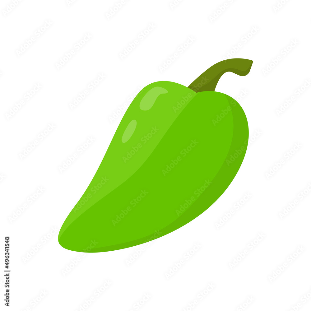 Green pepper. Bulgarian pepper. Vegetable. Flat vector illustration in cartoon style