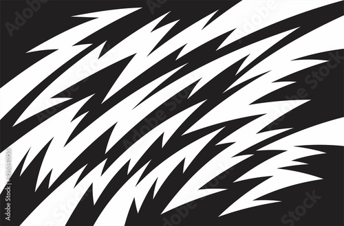 Abstract black and white background with spikes and lightning pattern