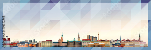 Gothenburg skyline vector colorful poster on beautiful triangular texture background photo