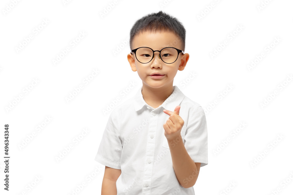 Kid showing mini heart wearing white shirt Kid showing mini heart wearing white shirt