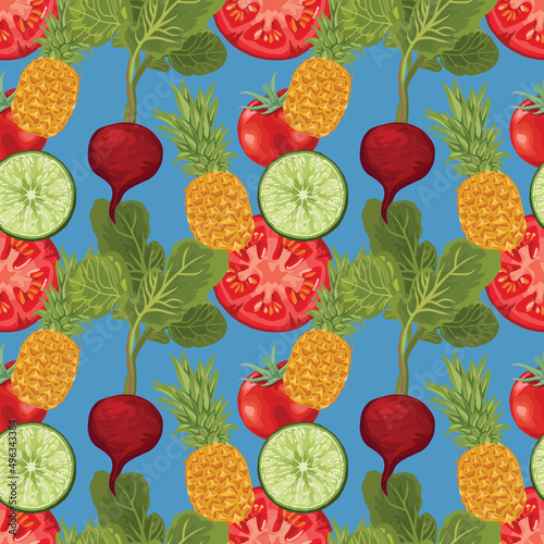 hand draw vegetable seamless pattern design