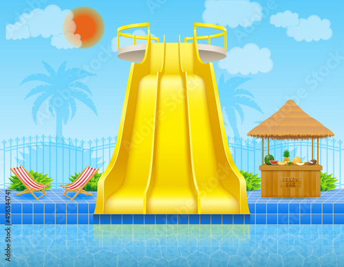 plastic water slide in the aqua park vector illustration