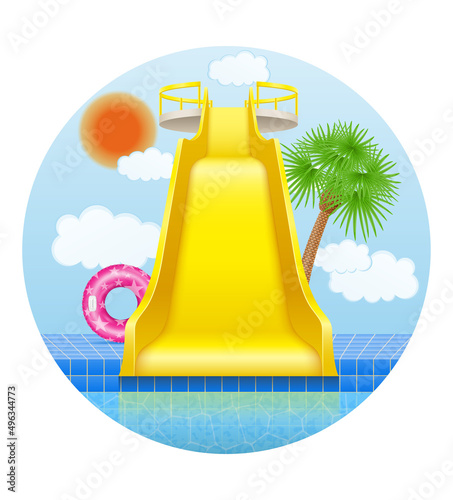 plastic water slide in the aqua park vector illustration