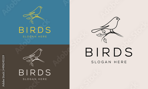 Bird logo icon linear style. Vector logo design templates