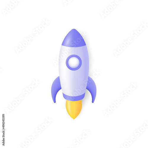 3d rocket icon in cartoon minimalistic style. toy spaceship concept of starting a business, startup, idea.