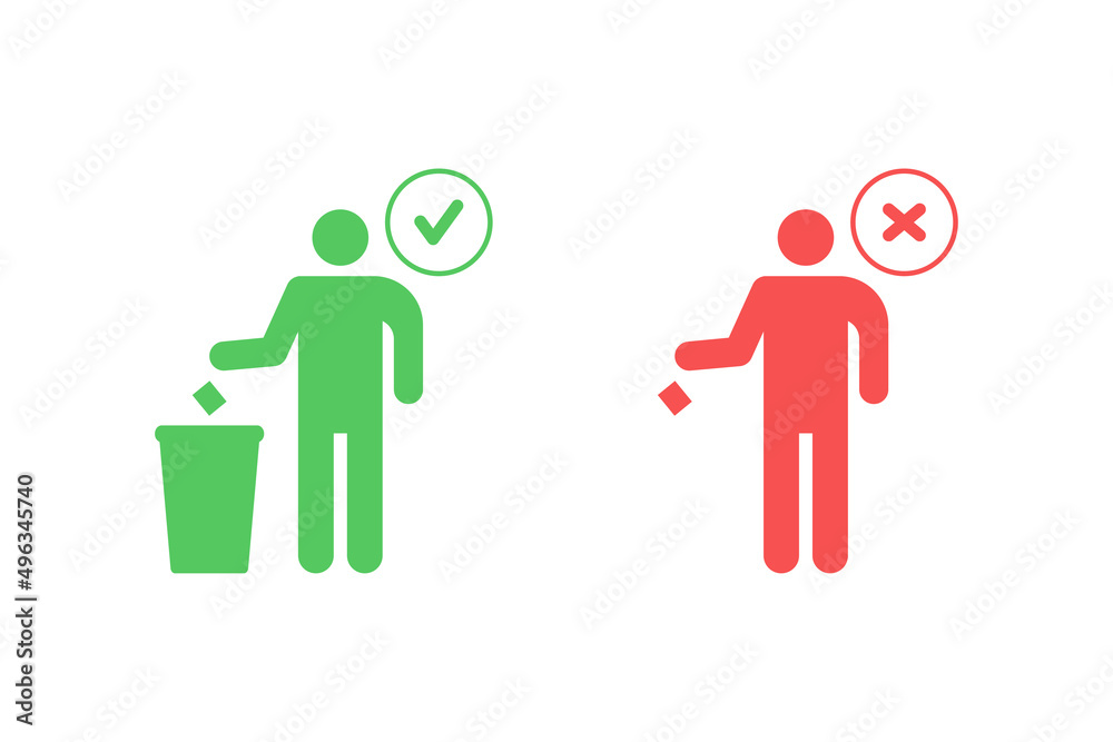 Obraz premium Trash can icon vector design, throw trash in its place and do not litter