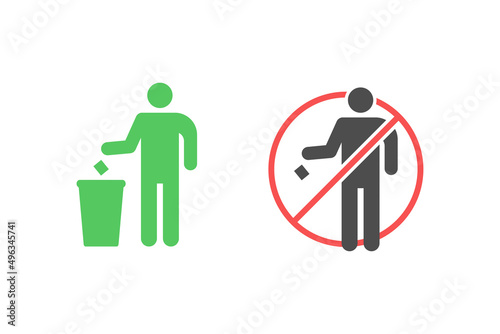 Trash can icon vector design, throw trash in its place and do not litter
