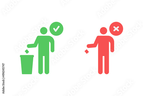 Trash can icon vector design, throw trash in its place and do not litter