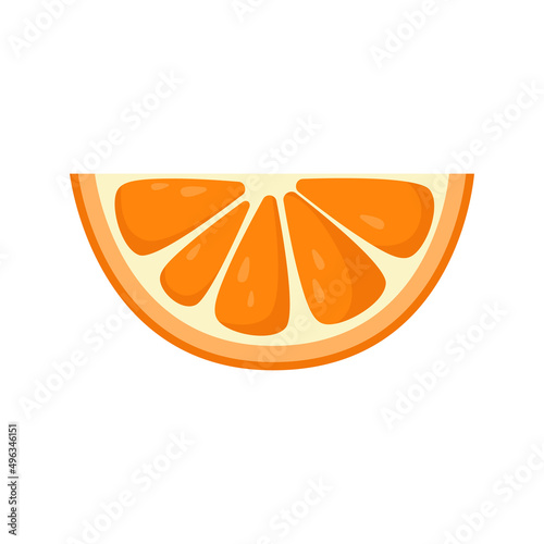 Orange slice. Orange cut. Flat vector illustration in cartoon style