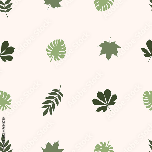 Leaves seamless pattern. Vector background falling leaves.