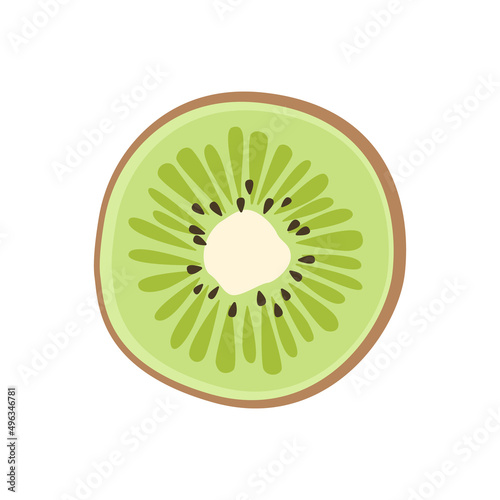Kiwi slice. Kiwi cut. Flat vector illustration in cartoon style