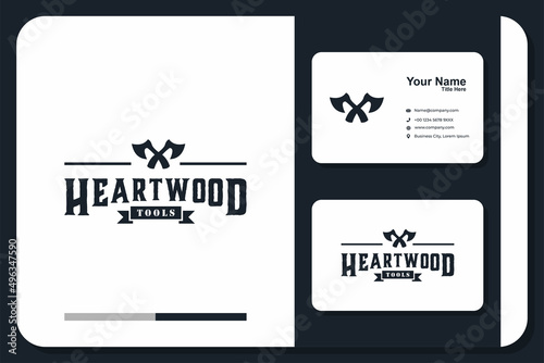 wood craft logo design and business card
