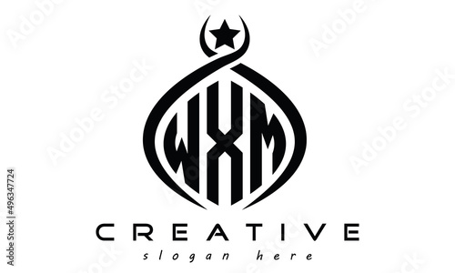 WXM three letters monogram curved oval initial logo design, geometric minimalist modern business shape creative logo design photo