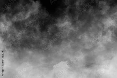 Smoke texture overlays on Isolated background. Smoke on floor. Isolated black background. Misty fog effect. magic fog, dust texture effect. White clouds, Gas explodes, swirl and dances in space.