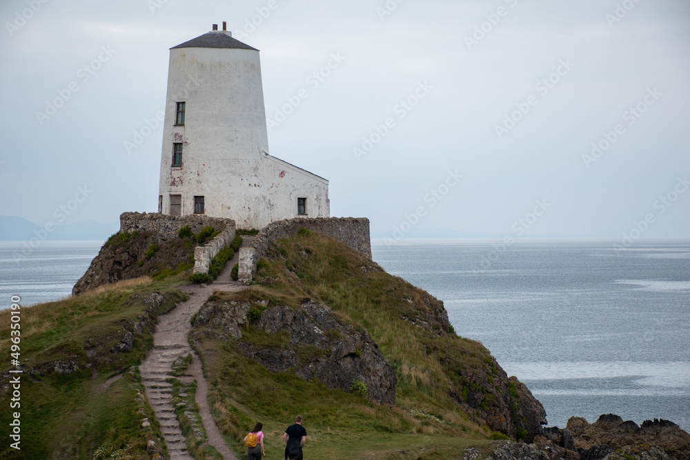 Tŵr Mawr Lighthouse at Ynys Llanddwyn, Anglesey, on the north Wales coast