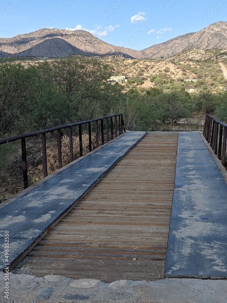 wooden bridge over lake