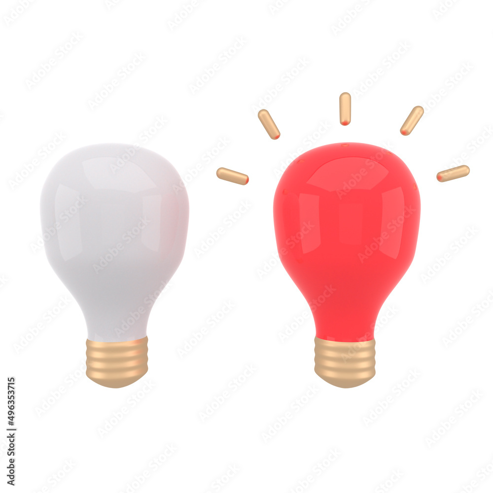 3d turning on and off light bulb icon set. Glowing incandescent filament lamps. Creativity Idea, Business Innovation Concept. 3d turning on and off light bulb icon set. Glowing incandescent filament lamps. Creativity Idea, Business Innovation Concept.