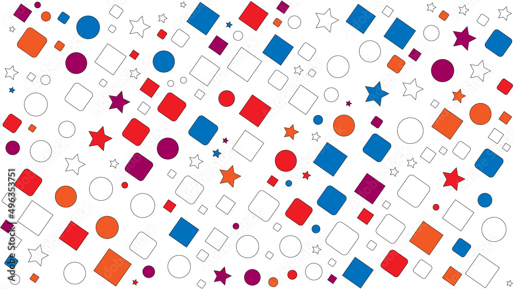 Different shapes background, colorful shapes in an white background, wallpaper, used for presentation, poster, fly Different shapes background, colorful shapes in an white background, wallpaper, used for presentation, poster, fly