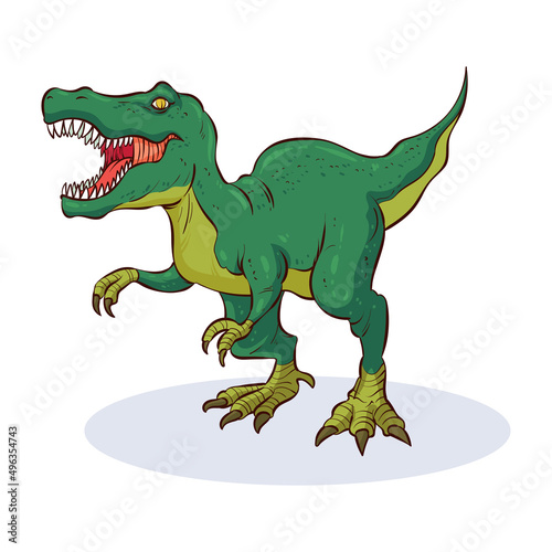 hand drawn tyrannosaurus walking forward