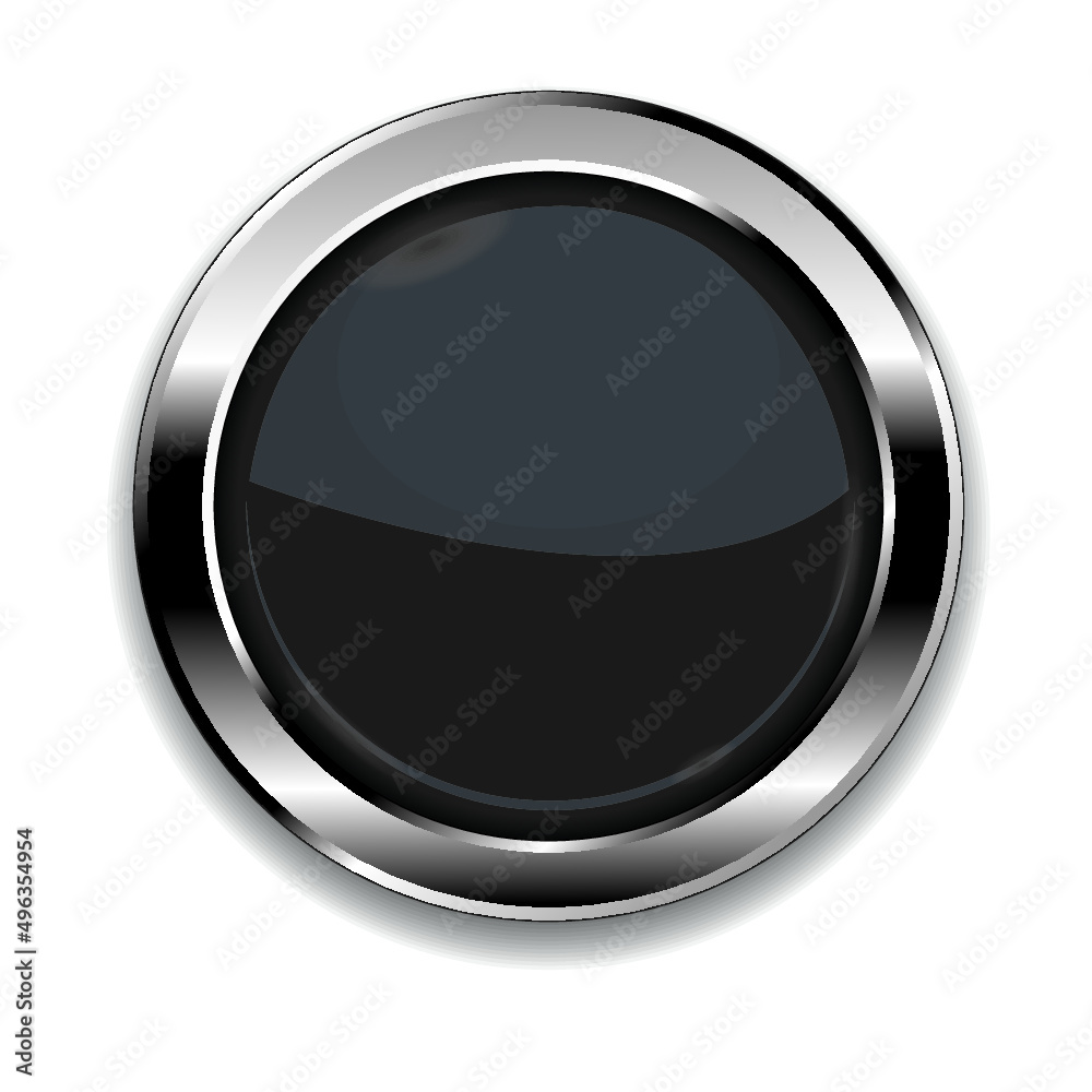 Black round button isolated on a white background Black round button isolated on a white background