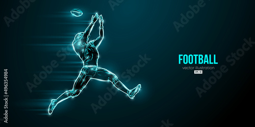 Abstract silhouette of a NFL american football player man in action isolated blue background. Vector illustration