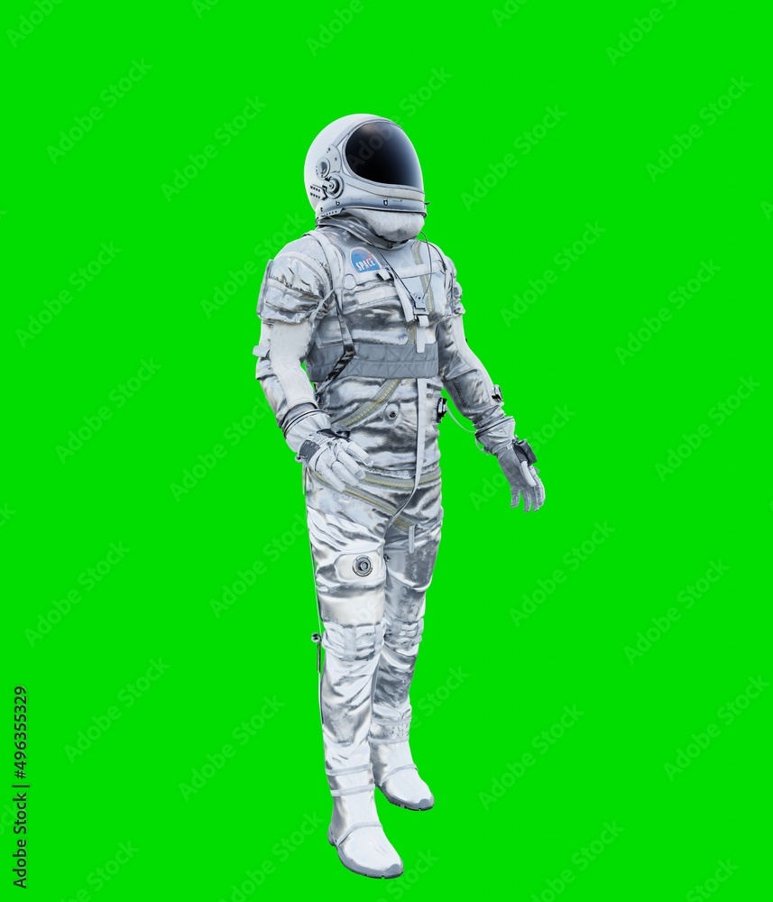 Astronaut isolated on green background