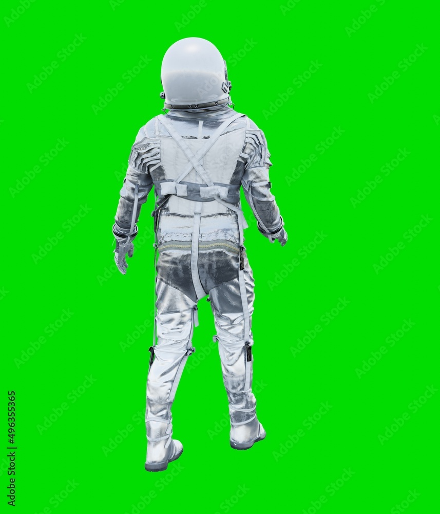 Astronaut isolated on green background