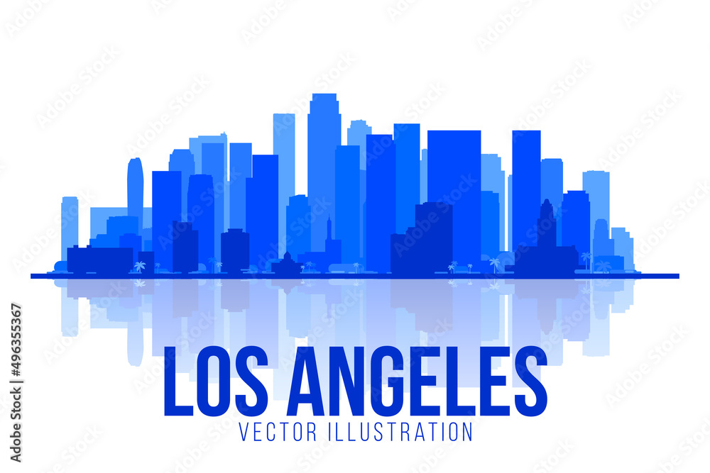 Los Angeles California (United States) silhouette city skyline vector background. Flat vector illustration. Business travel and tourism concept. Image for presentation, banner, web site.