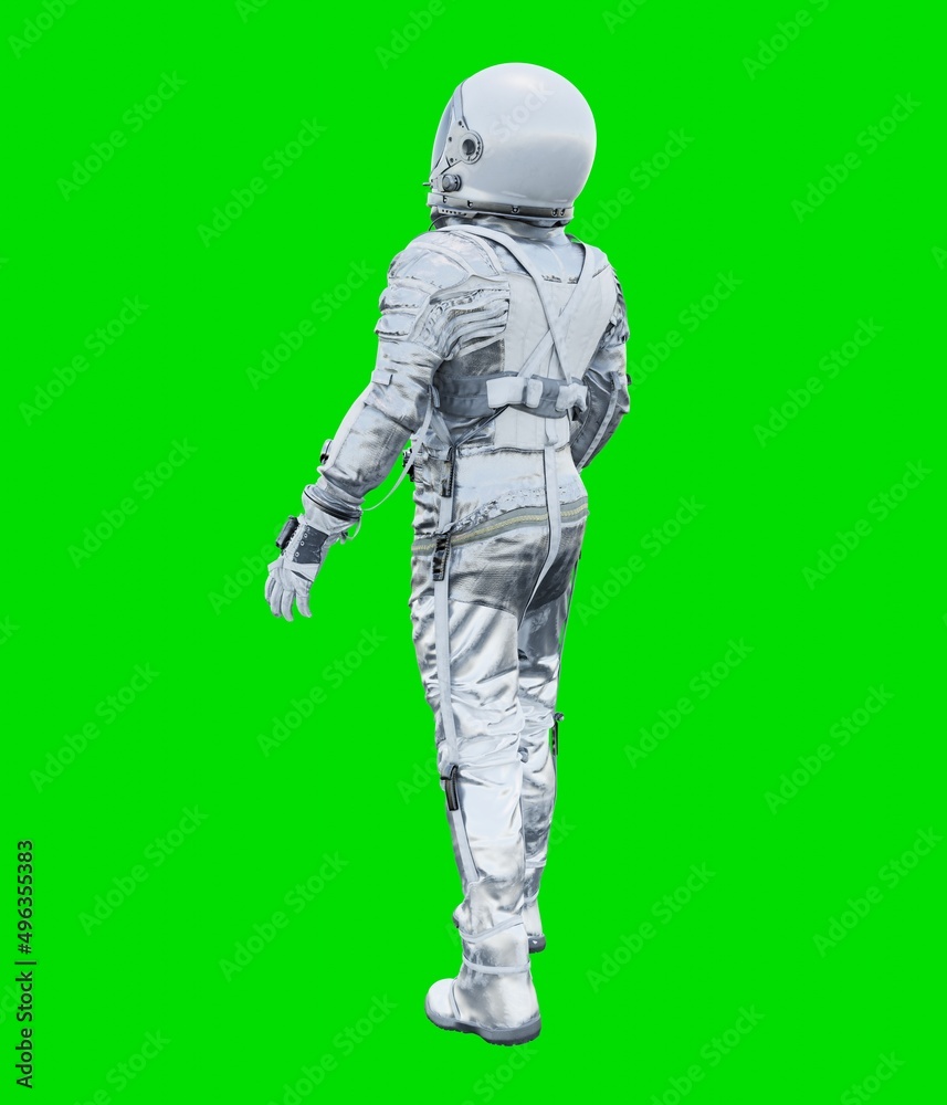 Astronaut isolated on green background