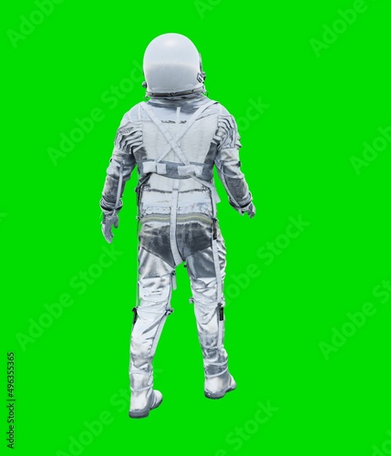 Astronaut isolated on green background