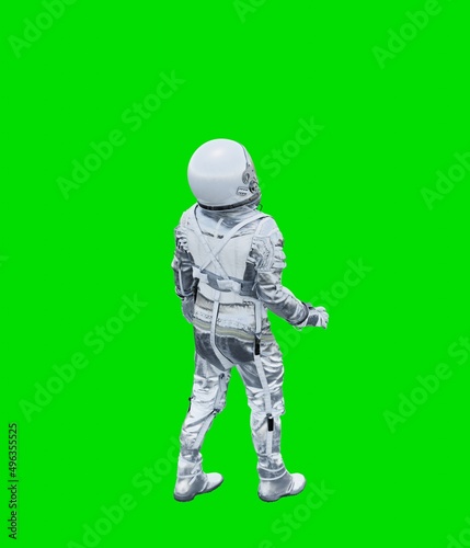 Astronaut isolated on green background