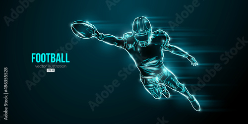 Abstract silhouette of a NFL american football player man in action isolated blue background. Vector illustration