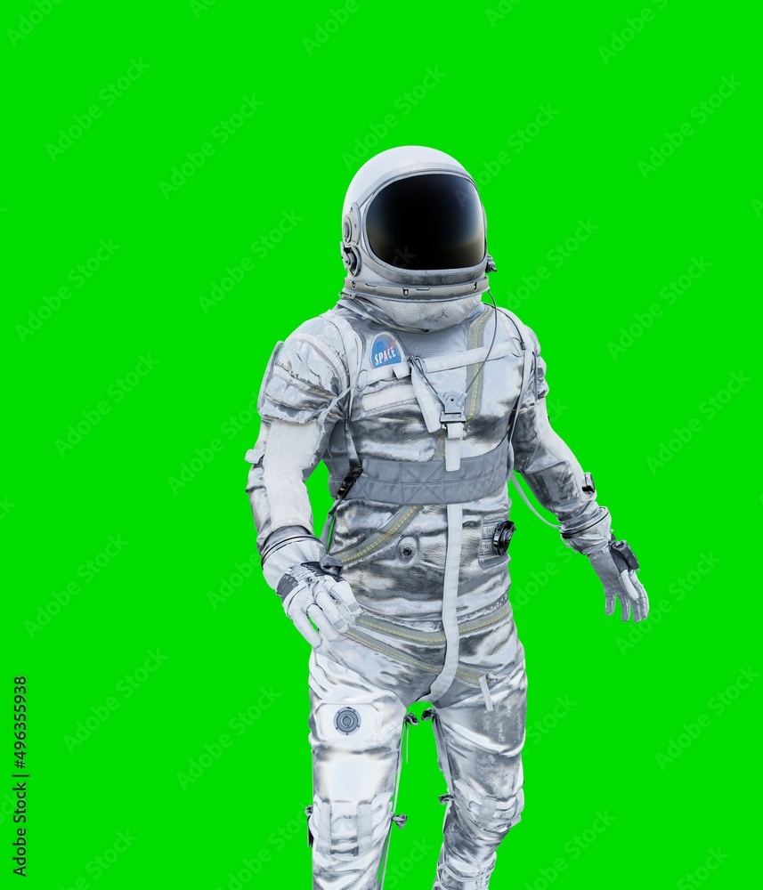 Astronaut isolated on green background