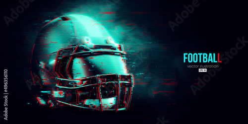 Abstract silhouette of a NFL american football helmet man in action isolated blue background. Vector illustration