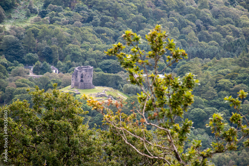 Dolbadarn Castle photographed from the Vivian Trail/Dinorwic Quarry at Llyn Padarn, Llanberis, Wales