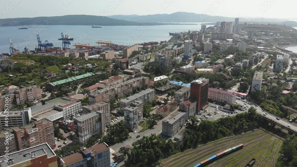 Aerial view of the outskirts of the city of Vladivostok. Aerial view of the outskirts of the city of Vladivostok.