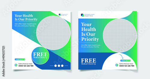 Medical Healthcare Social Media Post Template bundle