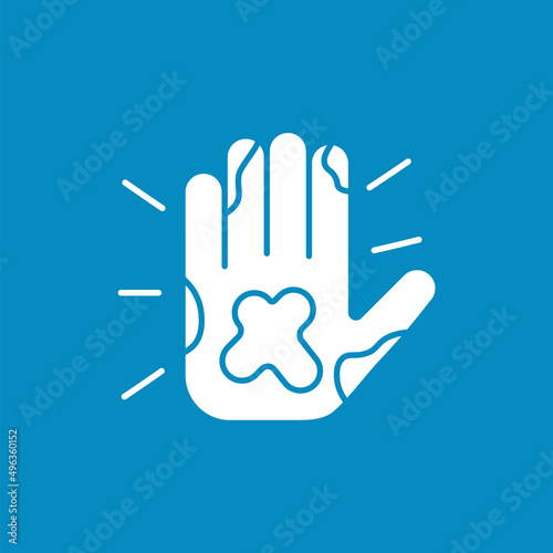  Dirty hand glyph icon. Stop sign. Gesture. Sanitary and care. Hygiena concept. Filled flat sign. Isolated silhouette vector illustration