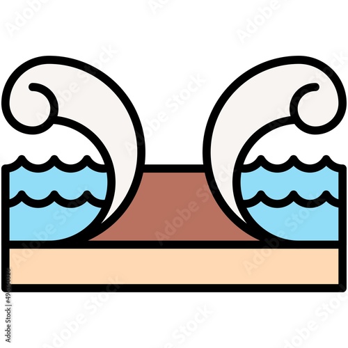 Crossing the Red Sea icon, Passover related vector illustration