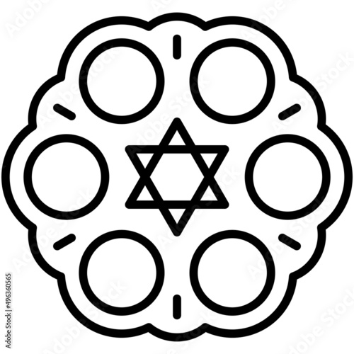Passover Seder plate icon, Passover related vector illustration