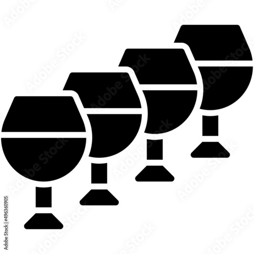 Four cups of wine icon, Passover related vector illustration