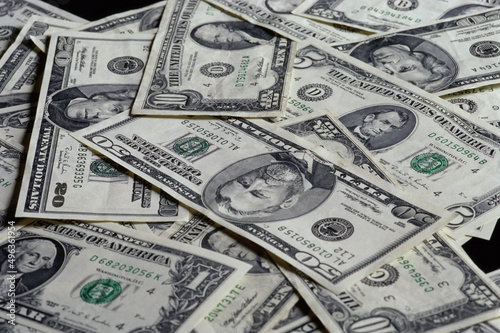 Close-up of American dollar bills photo