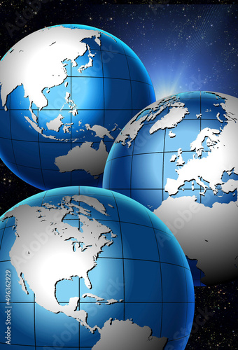 Illustration of three globes