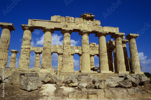 Low angle view of ancient building ruins, Selinunte, Italy
