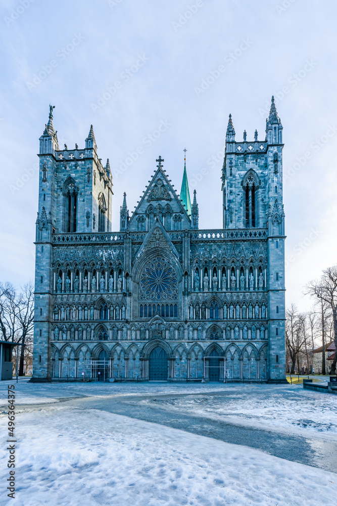 A famous cathedral Nidarosdomen in Trondheim, Norway