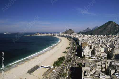 High angle view of a coastline, Copacabana Beach, Rio de Janeiro, Brazil photo