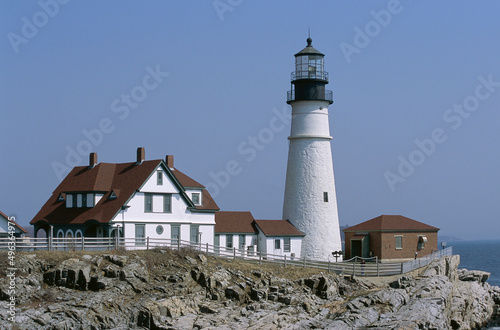Buildings at Portland Head Lighthouse, Cape Elizabeth, Maine, USA