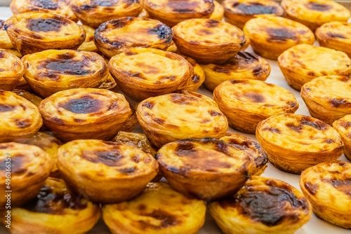 Traditional portuguese creme cake  egg custard tart pastry © PhotoFires