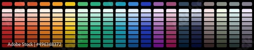 Set of colorful trendy flat color template. Collection palette of flat style color swatches for web design. Trendy colors squares palettes of new season